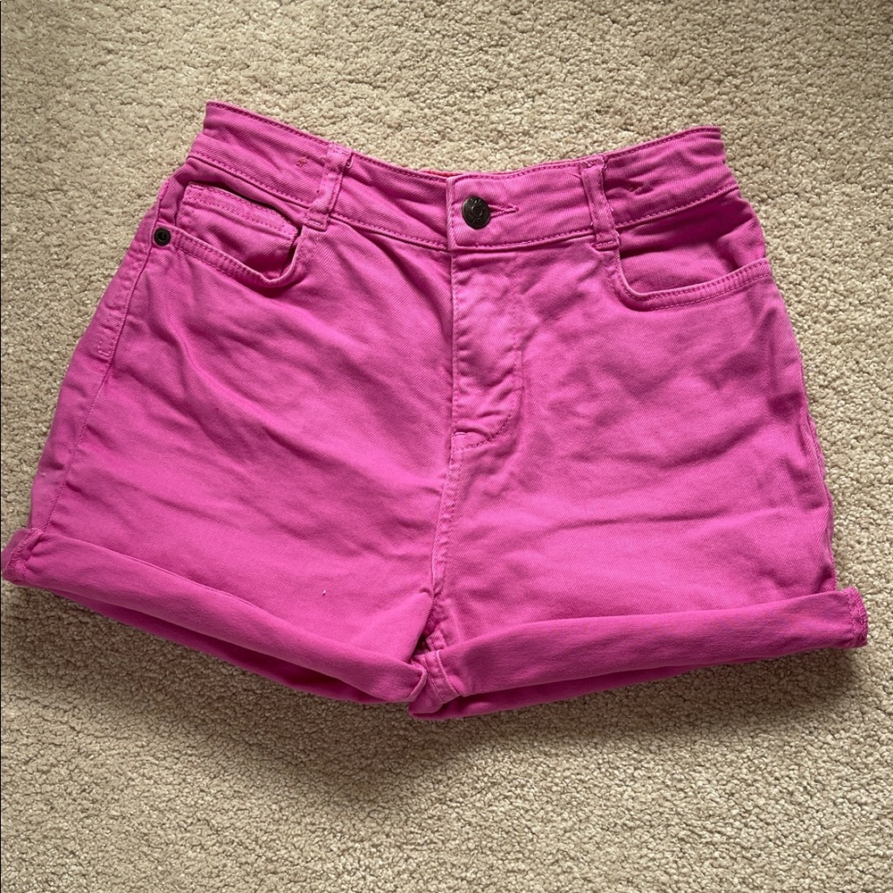Girls Pink Casual Denim Shorts